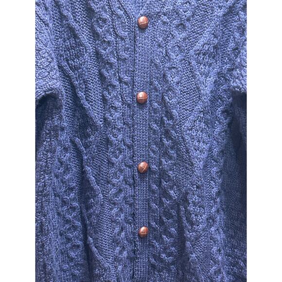 VTG L.L. Bean Me Cable Knit Sweater LT Blue 100% Wool Fisherman Cottage Ireland - Picture 5 of 10